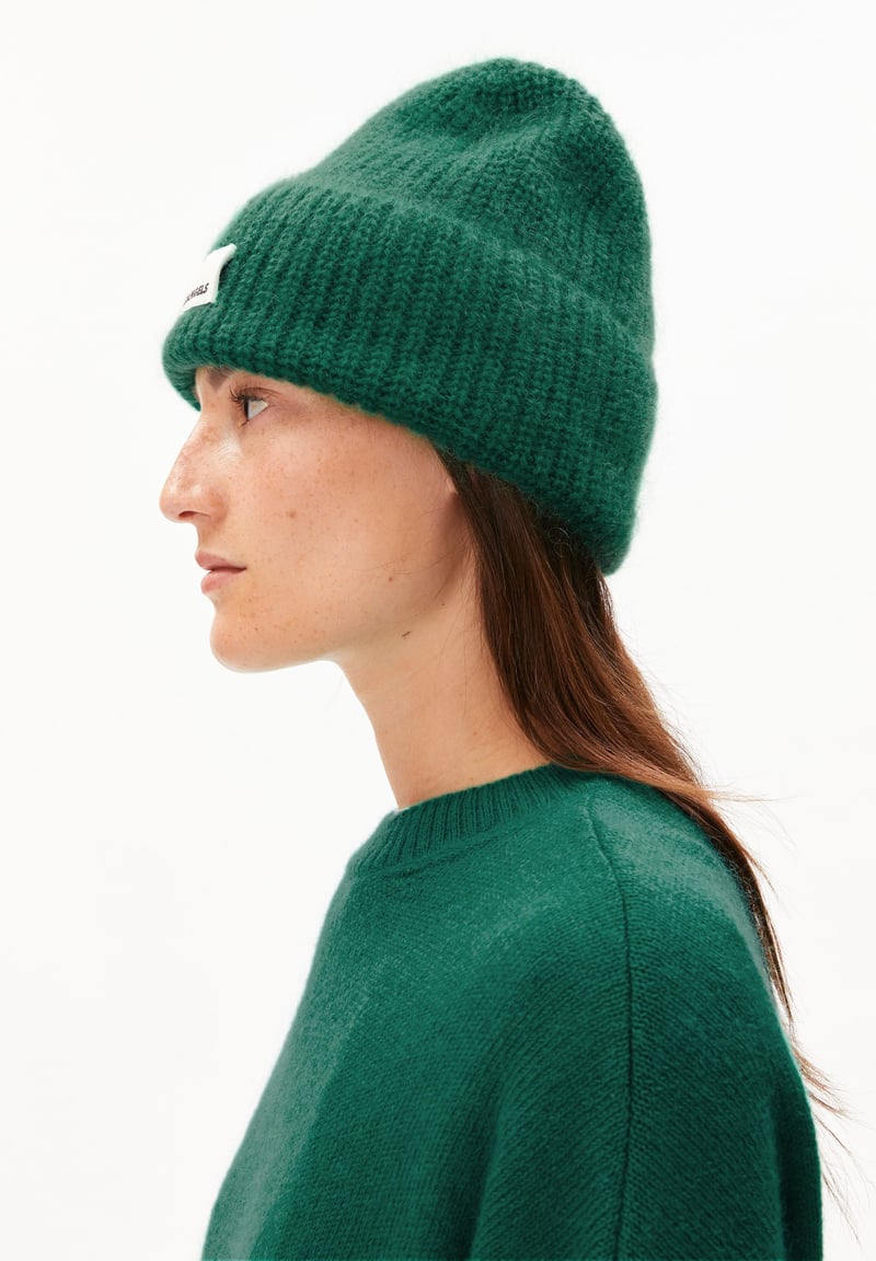 SNOWAA BEANIE | emerald green by ARMEDANGELS, 50% Wool, 50% Mohair
