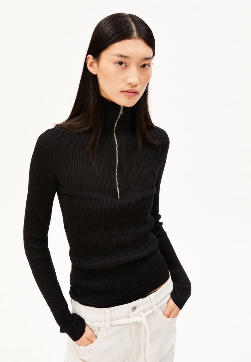 COTTON KNIT SWEATER | black by ARMEDANGELS, 100% Cotton