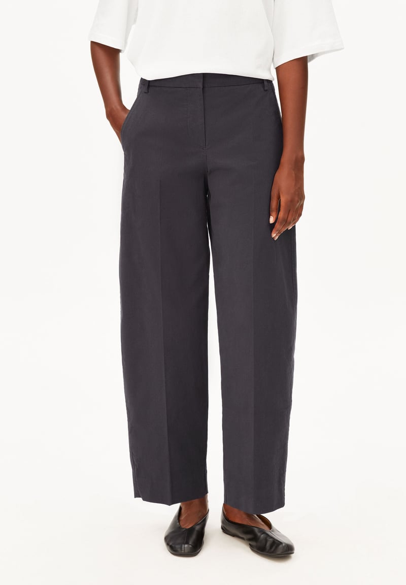 BARREL LEG TWILL PANT | dark steel by ARMEDANGELS, 98% Cotton, 2% Elastane