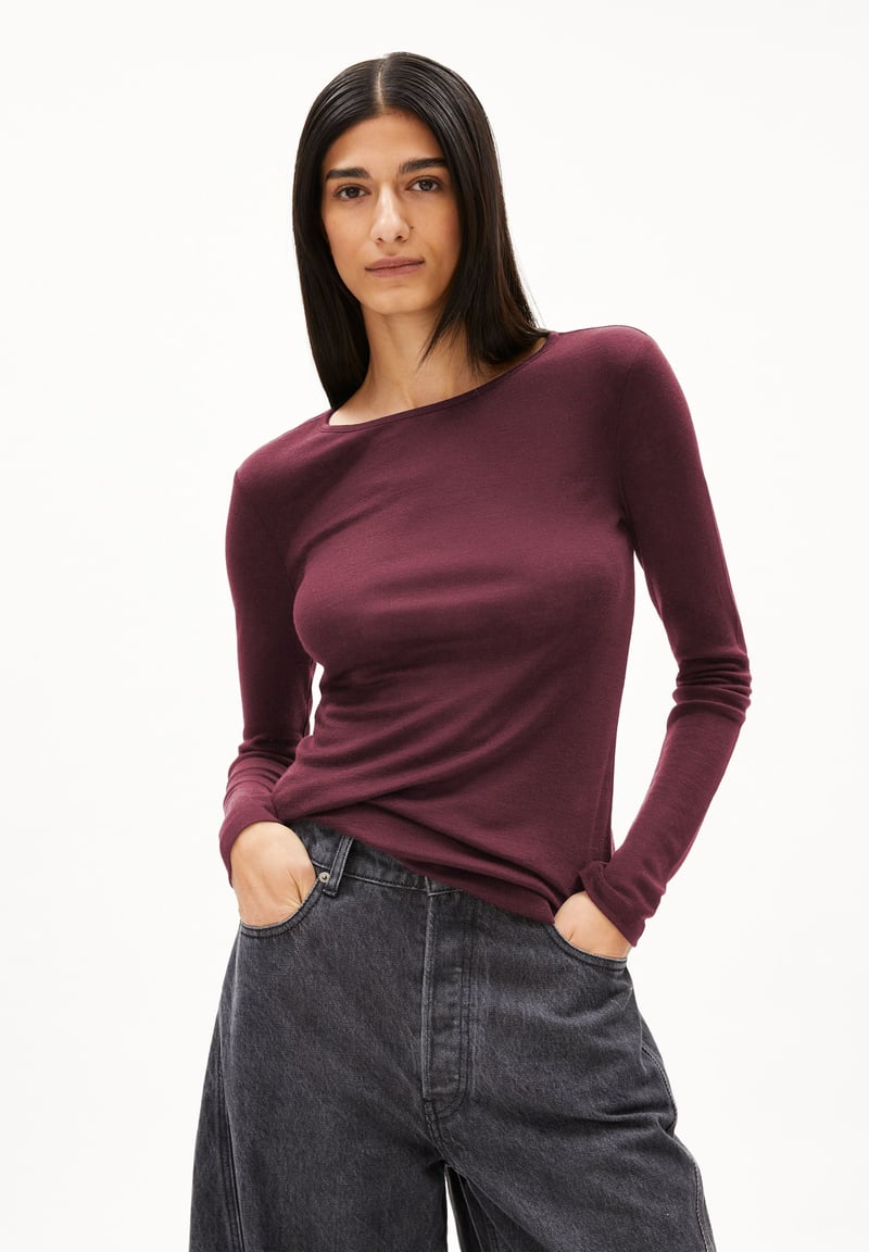 MAIAA WOOL BLEND LONGSLEEVE | dark cranberry by ARMEDANGELS, 70% Lyocell, 30% Wool