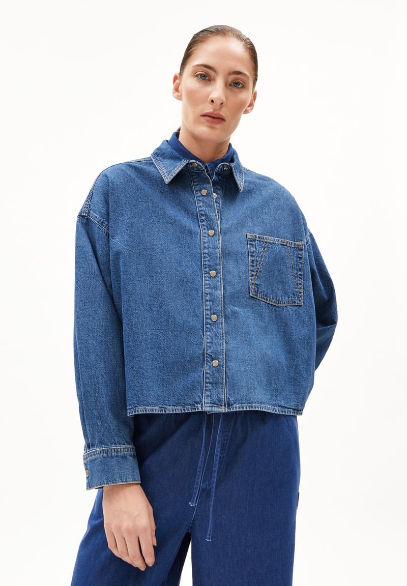 NALAANI DENIM BLOUSE| sea foam by ARMEDANGELS, 100% Cotton