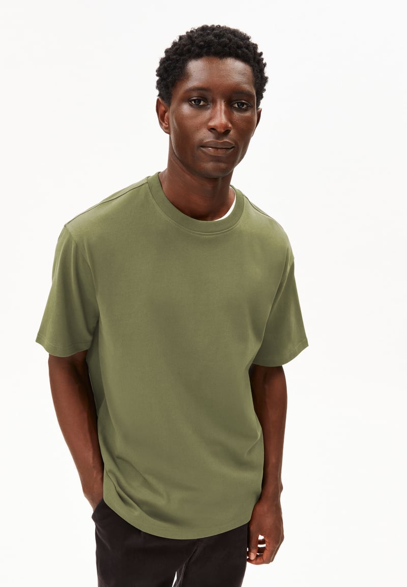 MAARKOS HEAVY WEIGHT T-SHIRT | fatigue green by ARMEDANGELS, 100% Cotton
