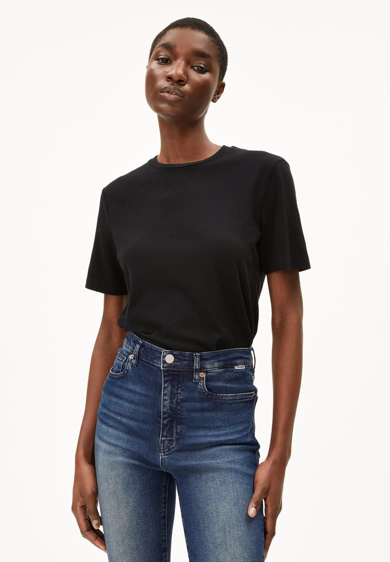 LUALAA LINEN BLEND T-SHIRT| black by ARMEDANGELS, 70% Cotton, 30% Linen