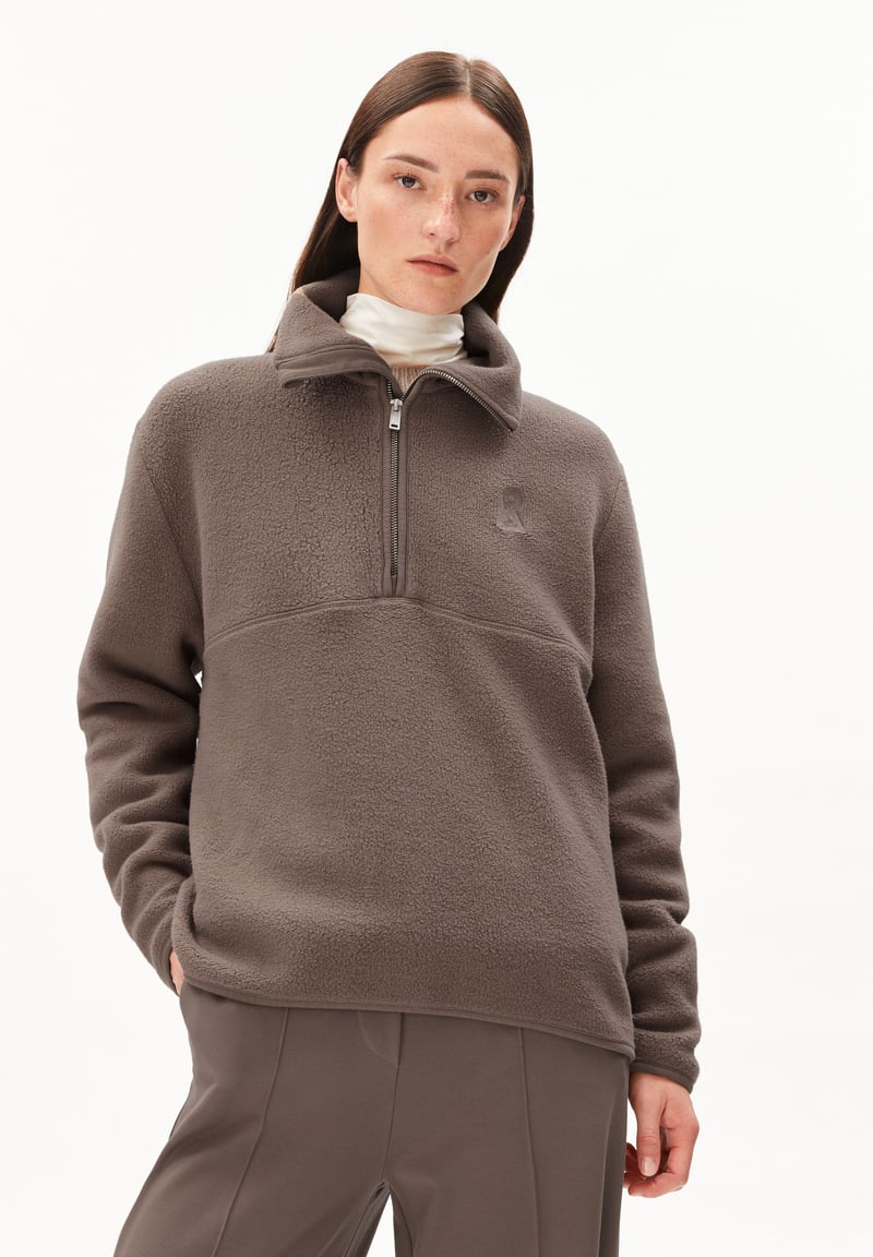 HAARLEENAA COTTON FLEECE SWEAT | walnut cream by ARMEDANGELS, 100% Cotton