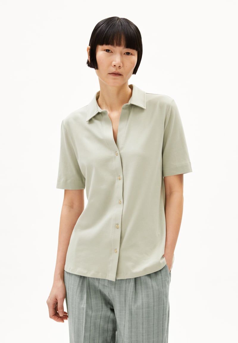 NALITAA BLOUSE| seagreen by ARMEDANGELS, 96% Cotton, 4% Elastane