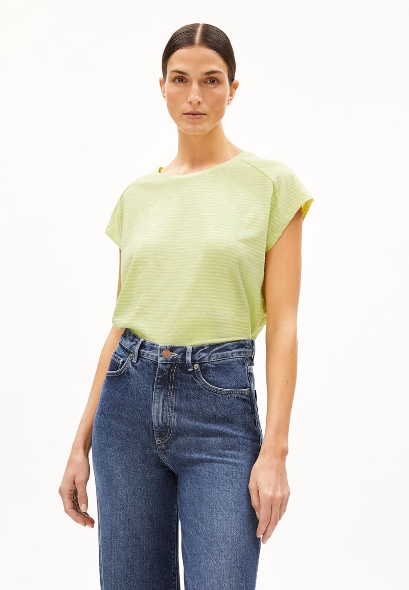 ONELIAA LOVELY STRIPES T-SHIRT | pastel green-armedangels yellow light by ARMEDANGELS, 100% Cotton