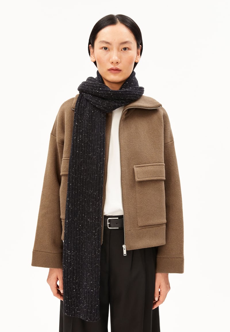TWEED KNIT SCARF | black tweed by ARMEDANGELS, 65% Cotton, 35% Wool