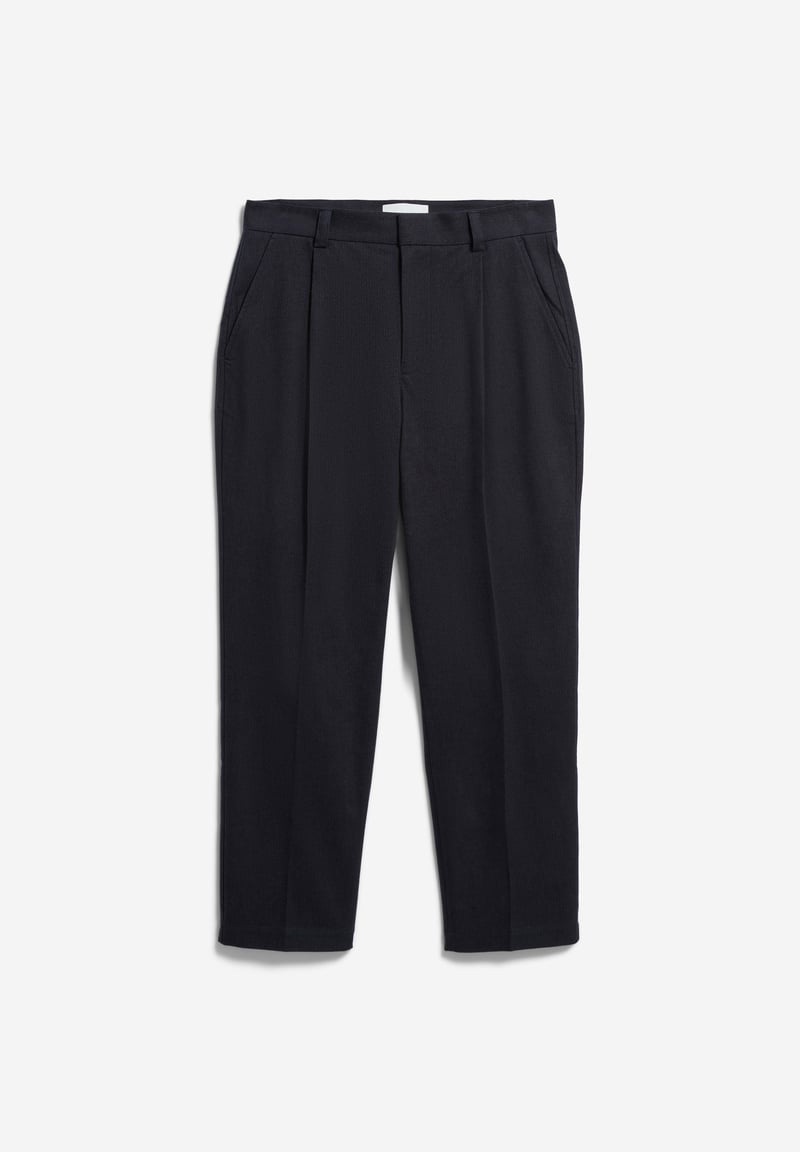 TAAMIR STRUCTURED PLEATED TROUSERS | black by ARMEDANGELS, 98% Cotton, 2% Elastane