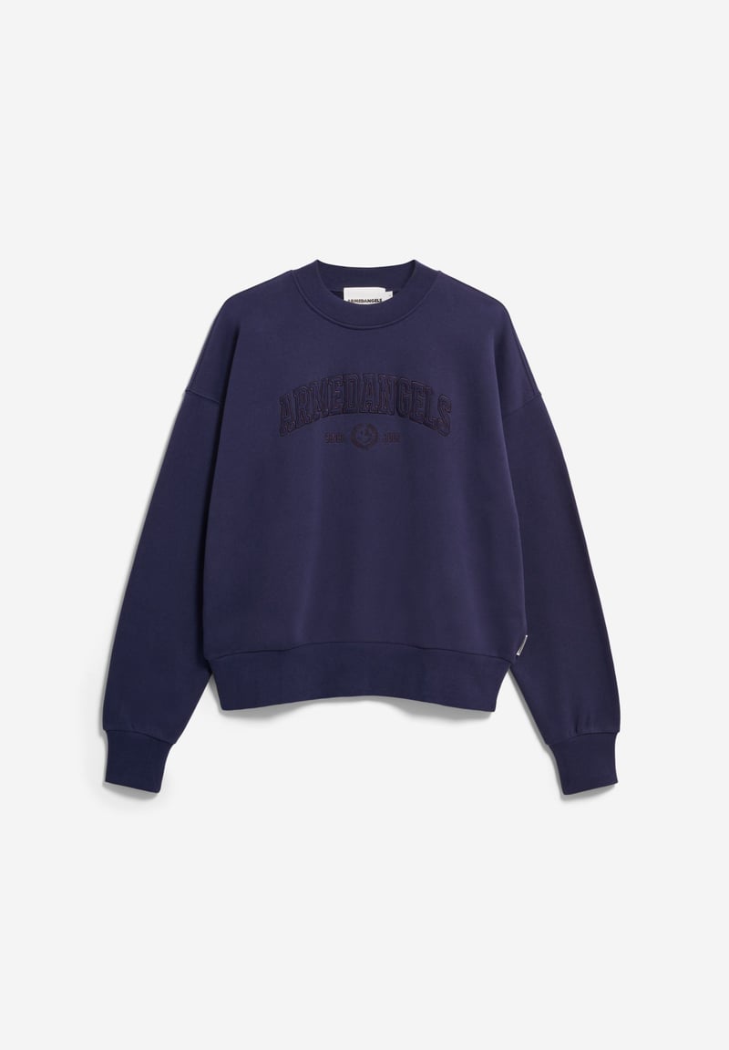 ALIZAA COLLEGE SWEATSHIRT | tinted navy by ARMEDANGELS, 100% Cotton