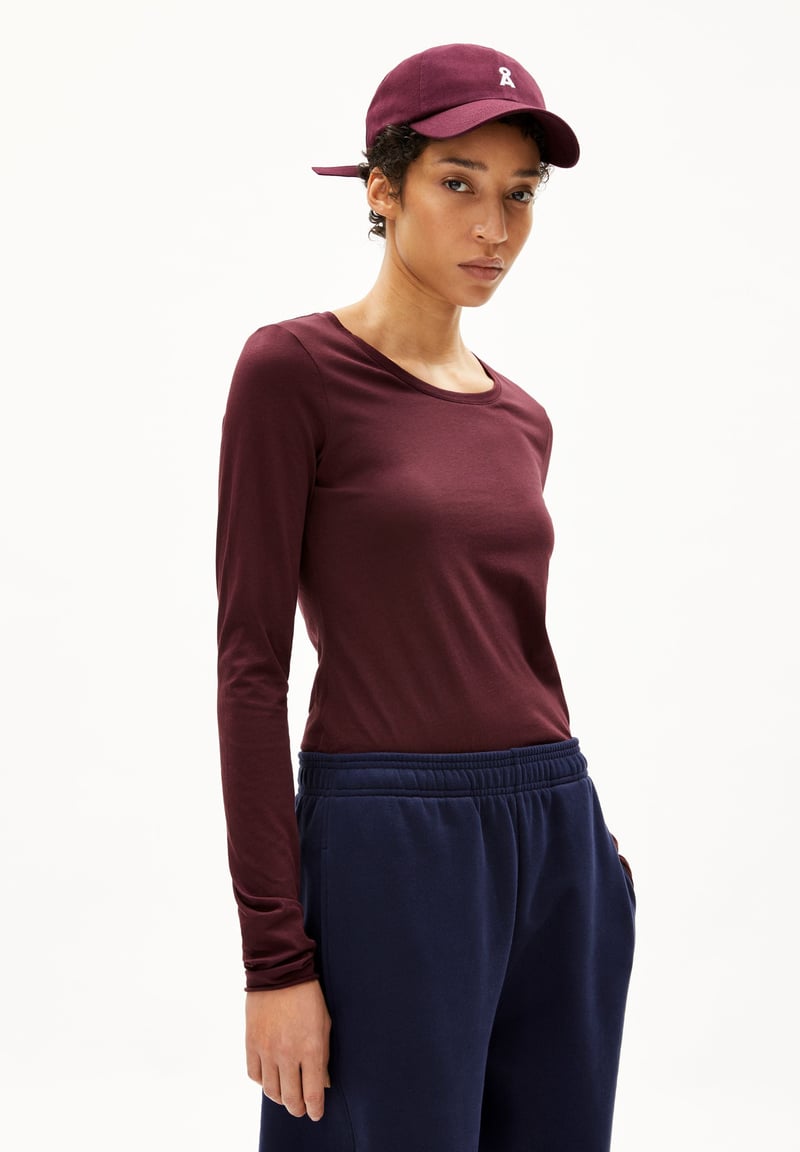 EINIAARA SOFT LONGSLEEVE | dark cranberry by ARMEDANGELS, 100% Cotton