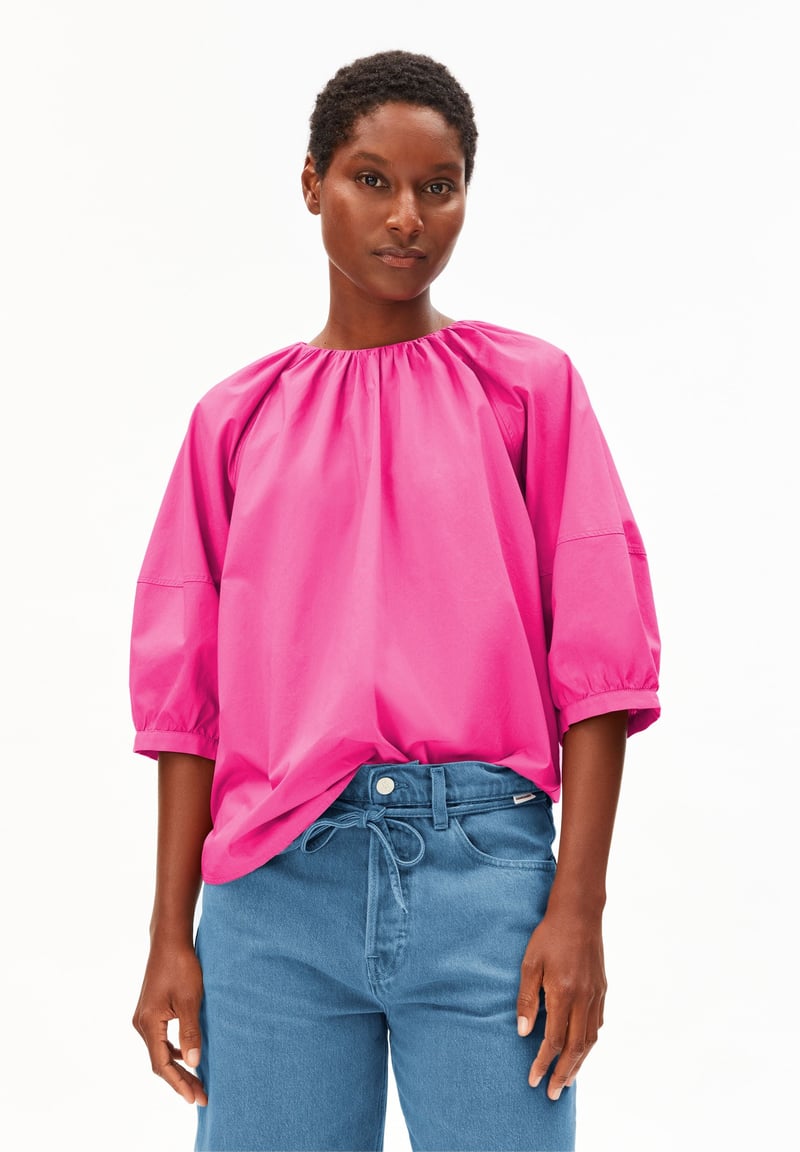POPLIN BALLOON  SLEEVE BLOUSE | very berry by ARMEDANGELS, 100% Cotton