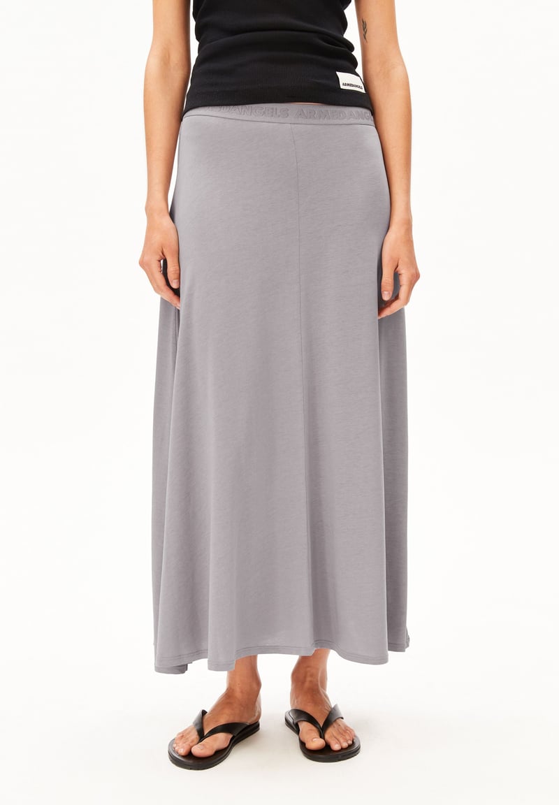 ILENIAA LARAA MIDI SKIRT | seal grey by ARMEDANGELS, 67% Lyocell, 33% Cotton