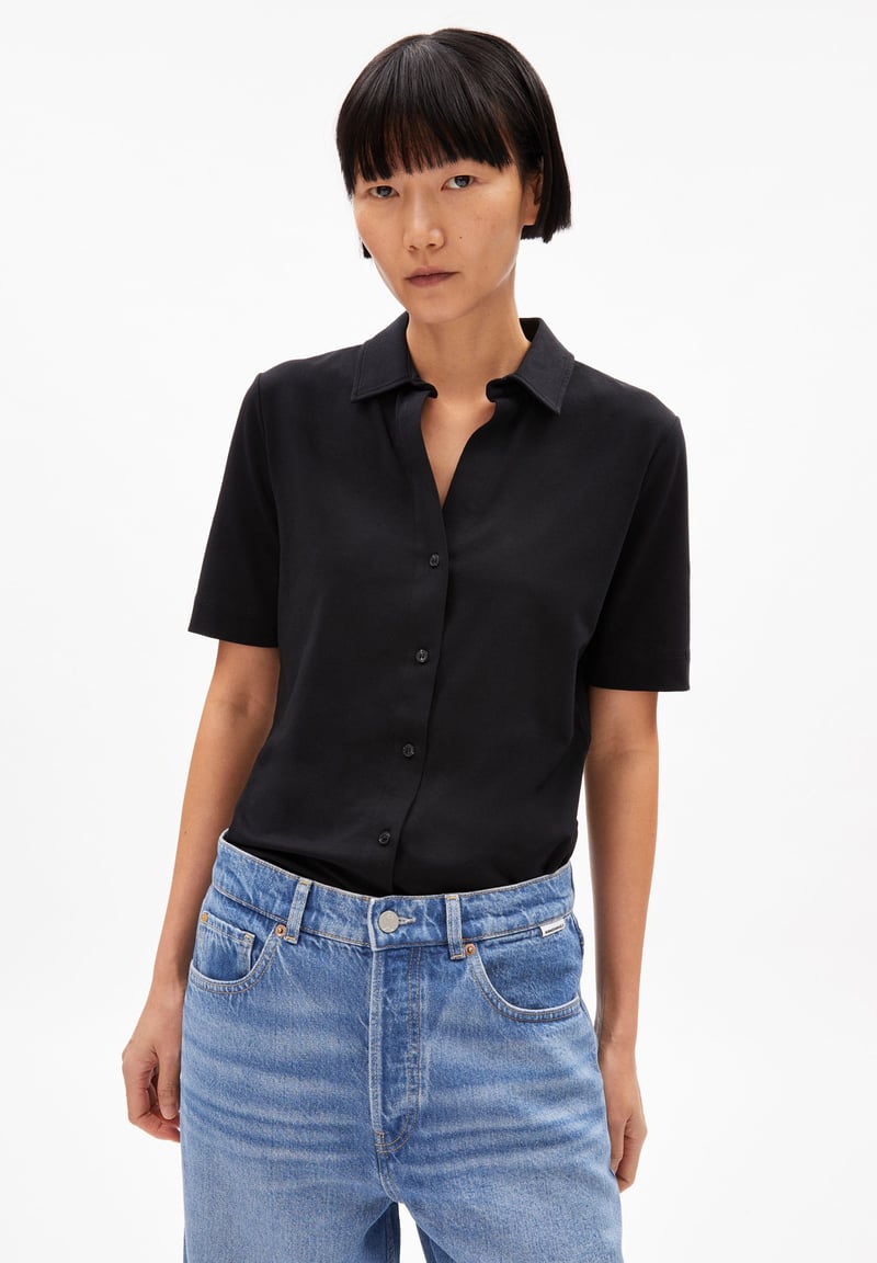 NALITAA BLOUSE| black by ARMEDANGELS, 96% Cotton, 4% Elastane