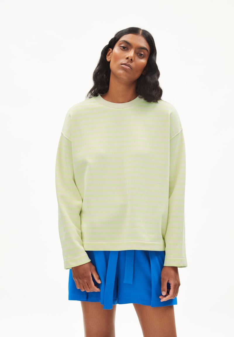 FRANKAA MAARLEN STRIPE SWEAT | light lime-undyed by ARMEDANGELS, 100% Cotton