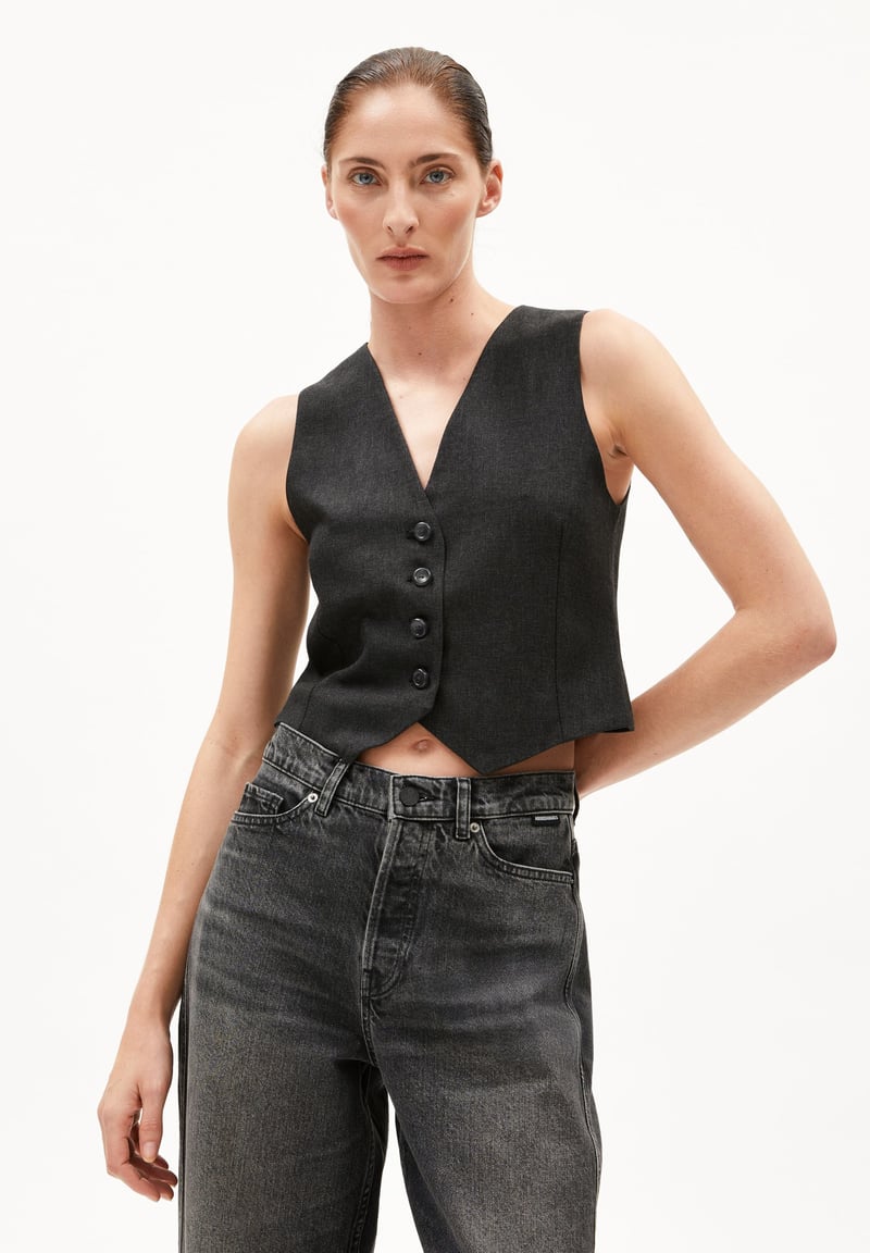 SINERIAA PREMIUM MEL VEST | steel melange by ARMEDANGELS, 100% Lyocell