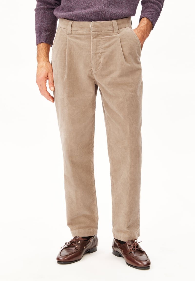 TAAMIR CORD PLEATED TROUSERS | honey reed by ARMEDANGELS, 99% Cotton, 1% Elastane