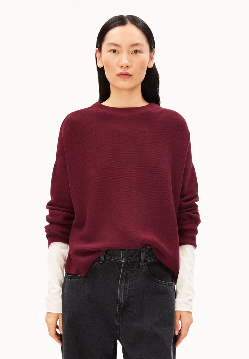 MERINAA LINKS LINKS KNITTED SWEATER | velvet red by ARMEDANGELS, 100% Cotton