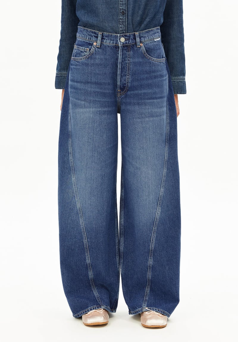 AALTHEA MID WAIST BARREL JEAN | fade by ARMEDANGELS, 46% Cotton, 43% Lyocell, 11% Hemp
