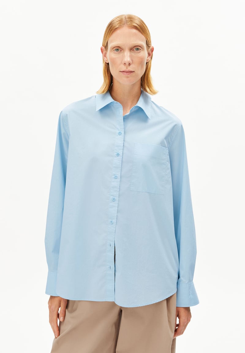 LOOSE POPLIN BLOUSE| blue glow by ARMEDANGELS, 100% Cotton