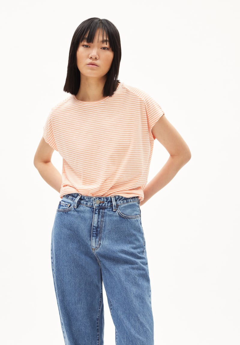 ONELIAA LOVELY STRIPES T-SHIRT | warm peach-oatmilk by ARMEDANGELS, 100% Cotton