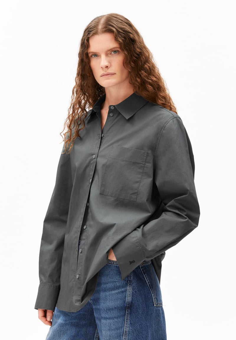 LOOSE POPLIN BLOUSE| space steel by ARMEDANGELS, 100% Cotton