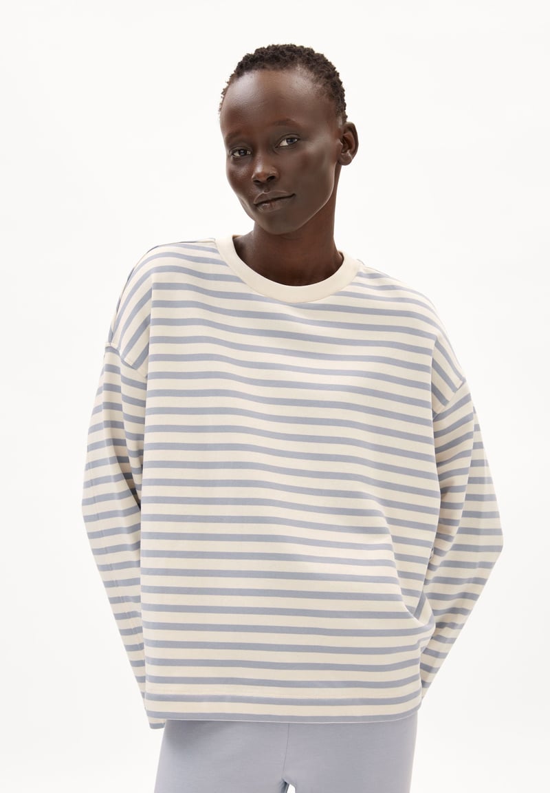 FRANKAA MAARLEN STRIPE SWEAT | undyed-misty morning by ARMEDANGELS, 100% Cotton
