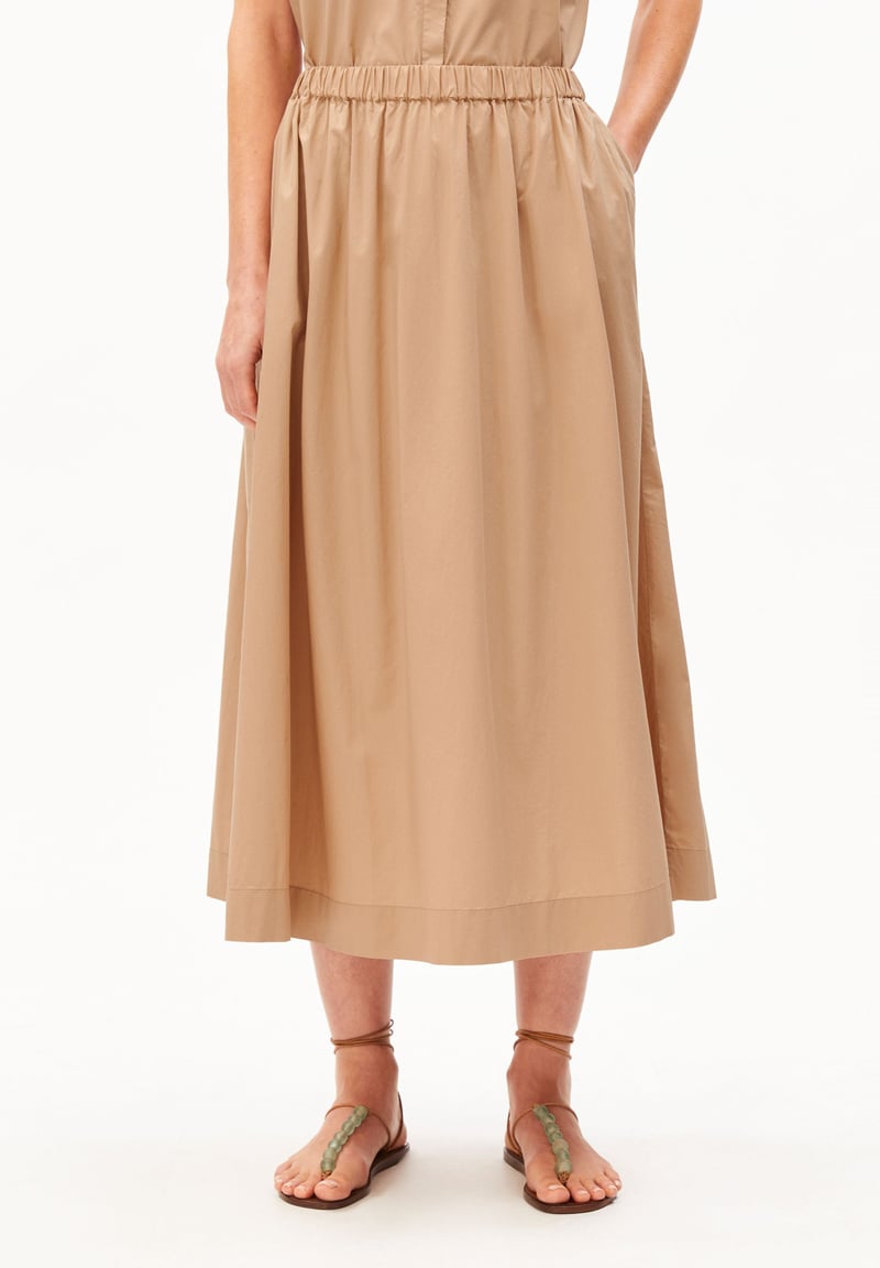 POPLIN A-LINE MIDI SKIRT | true camel by ARMEDANGELS, 100% Cotton