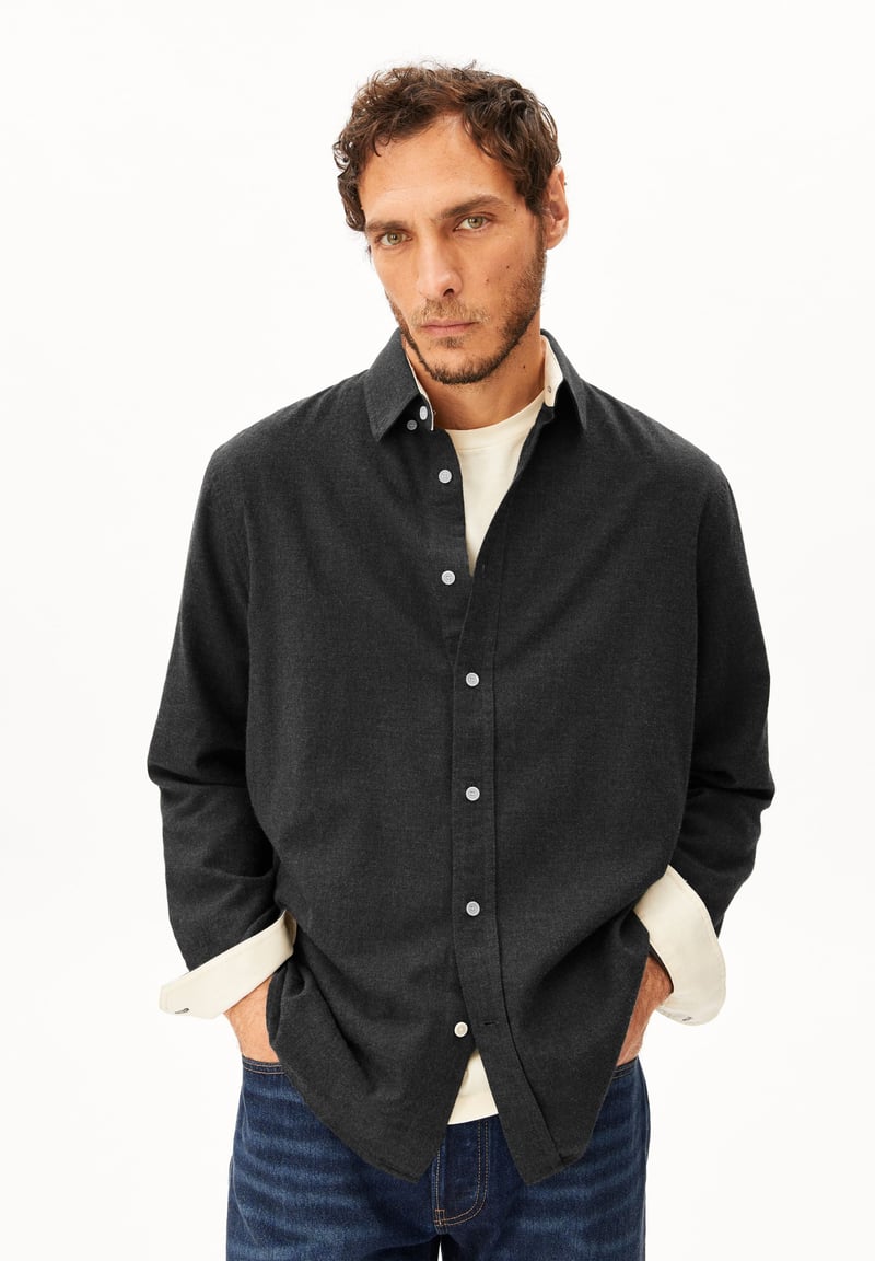 ARAAMO FLANNEL SHIRT| anthrazit melange by ARMEDANGELS, 100% Cotton