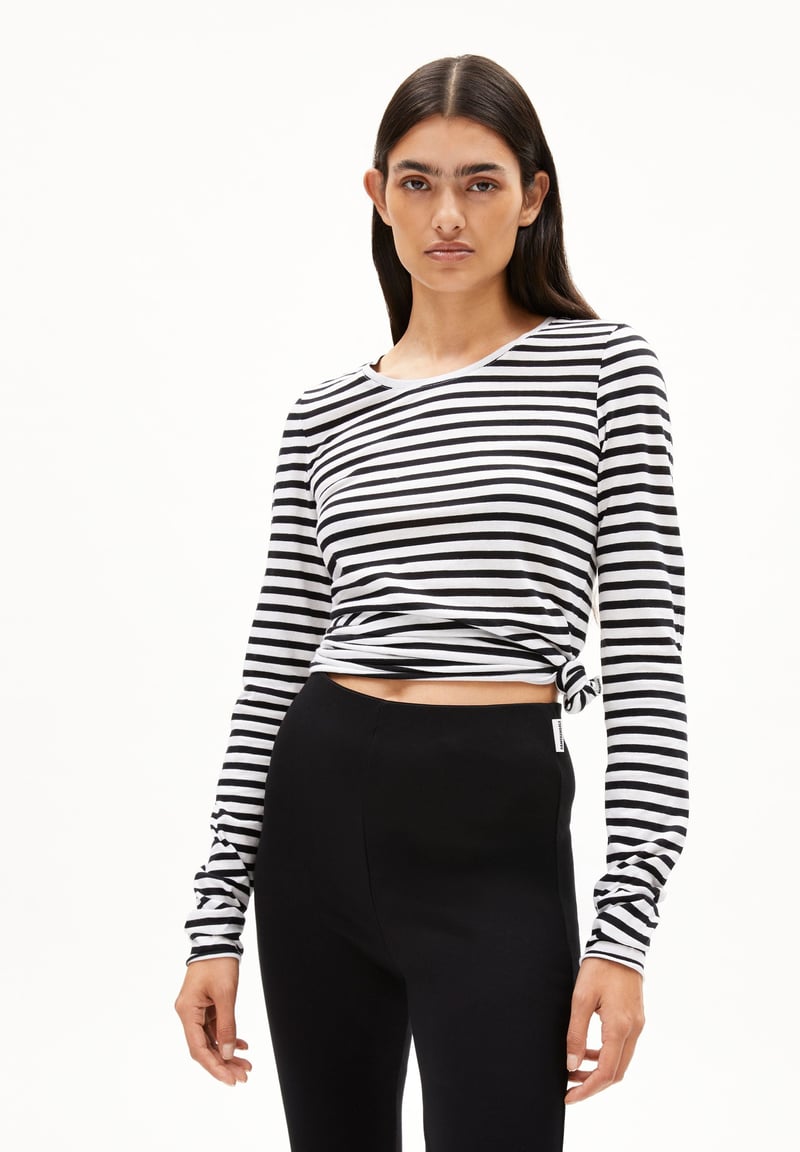 EINIAARA STRIPE LONGSLEEVE| white-black by ARMEDANGELS, 100% Cotton