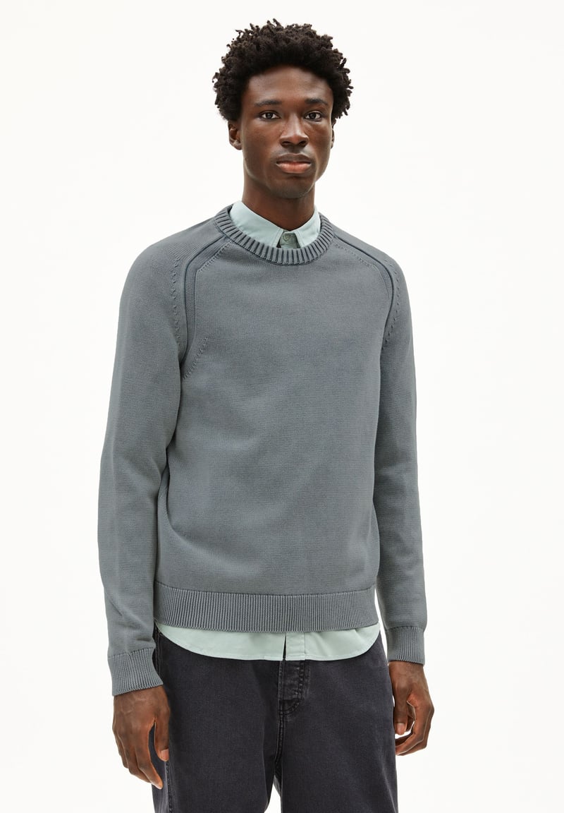 VAANJO GMT DYE KNIT SWEATER | space steel by ARMEDANGELS, 100% Cotton