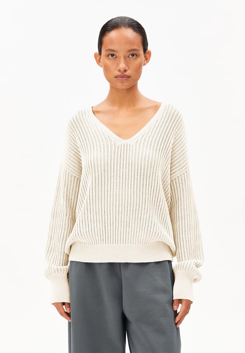 LINEN BLEND KNIT SWEATER | undyed by ARMEDANGELS, 40% Linen, 30% Cotton, 30% Viscose