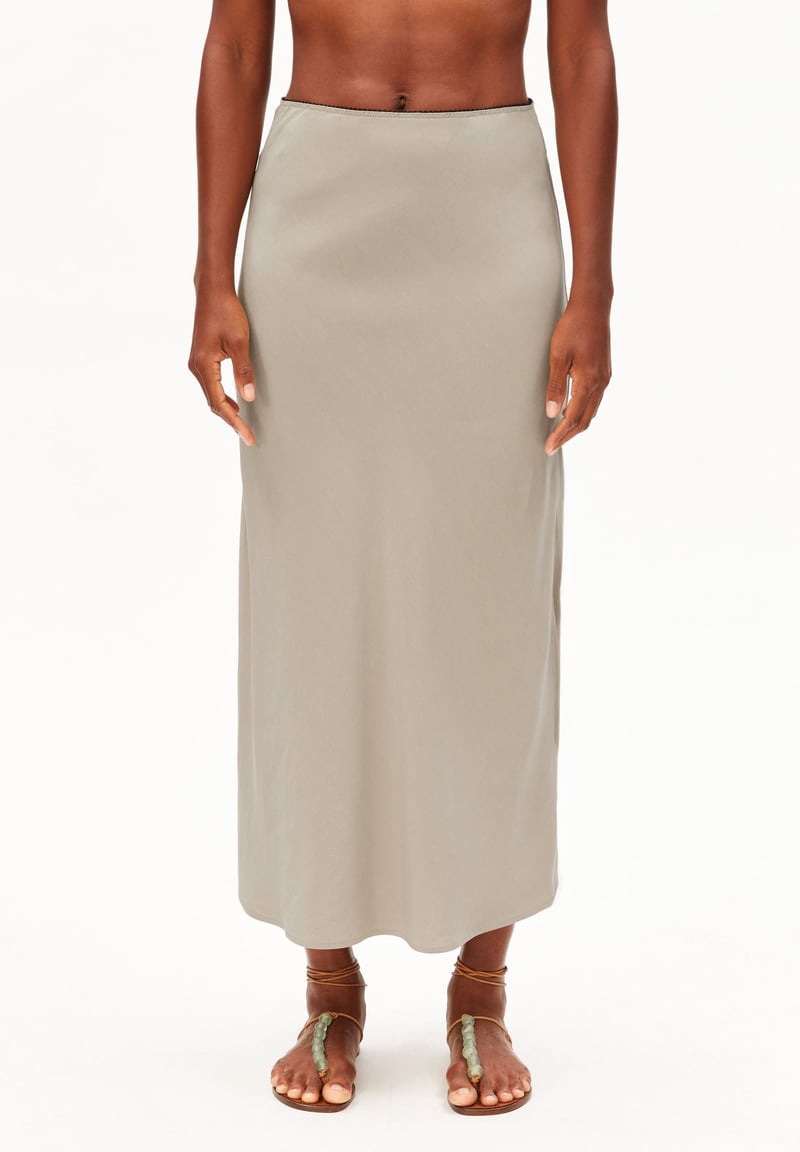 LENOVAA LINO SLIP-SKIRT | sandstone by ARMEDANGELS, 74% Viscose, 26% Linen