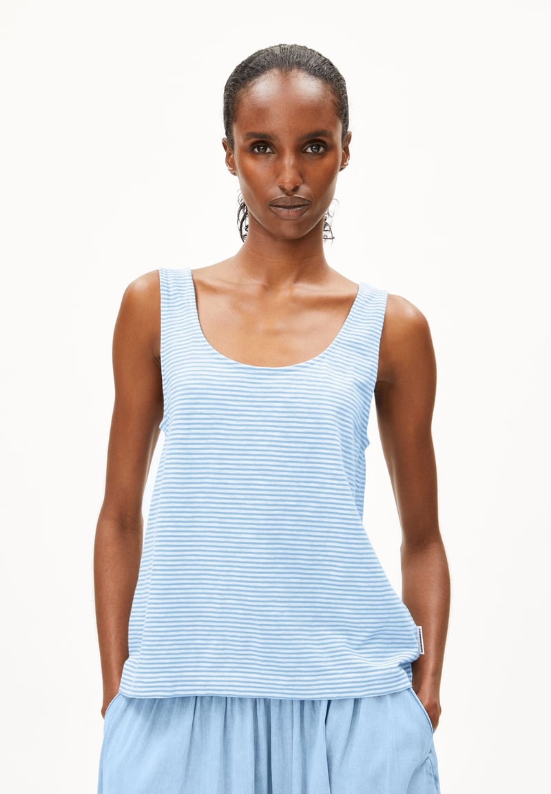 MINAAMI LITA TOP| oatmilk-silky blue by ARMEDANGELS, 100% Cotton