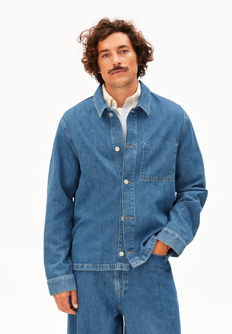 LINEN BLEND DENIM JACKET | sea salt by ARMEDANGELS, 80% Cotton, 20% Linen