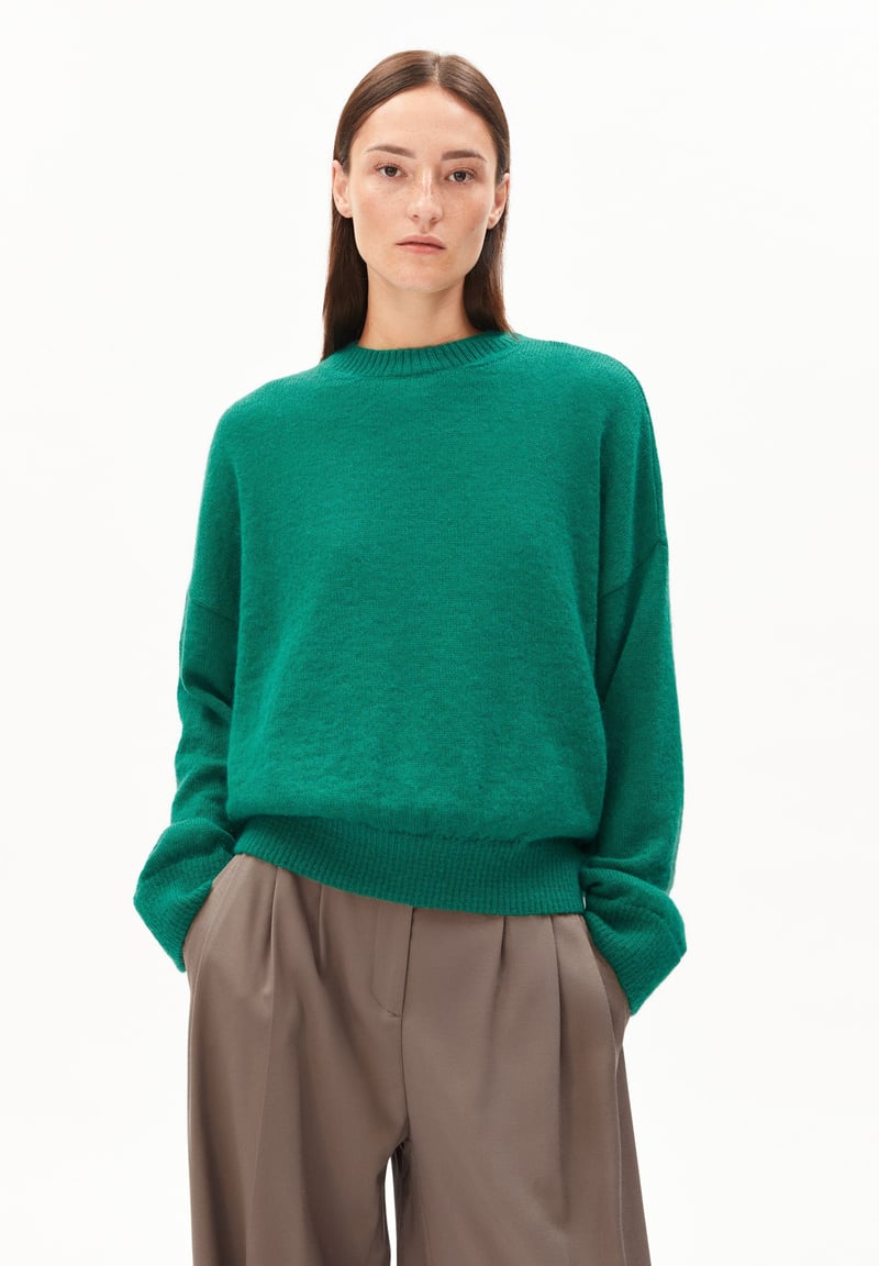 SURI INARIAAS LIGHT KNIT SWEATER | emerald green by ARMEDANGELS, 64% Wool, 36% Mohair