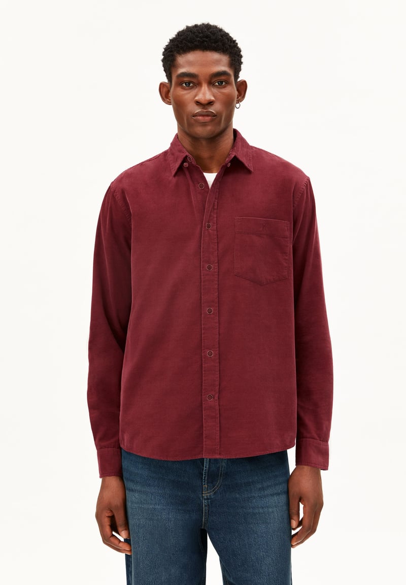 CORDUROY LONG SLEEVE SHIRT | velvet red by ARMEDANGELS, 100% Cotton