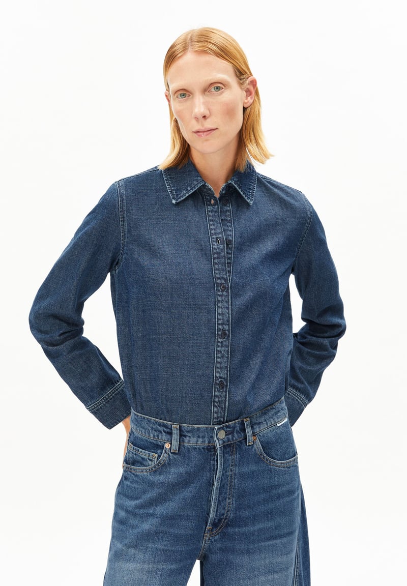 AURELAA DENIM BLOUSE | eau by ARMEDANGELS, 74% Cotton, 26% Lyocell