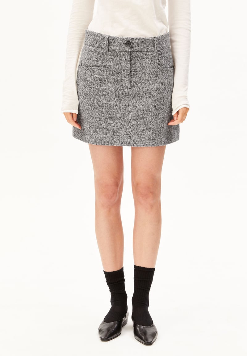 TWEED SKIRT | mid grey melange-oatmilk by ARMEDANGELS, 100% Cotton
