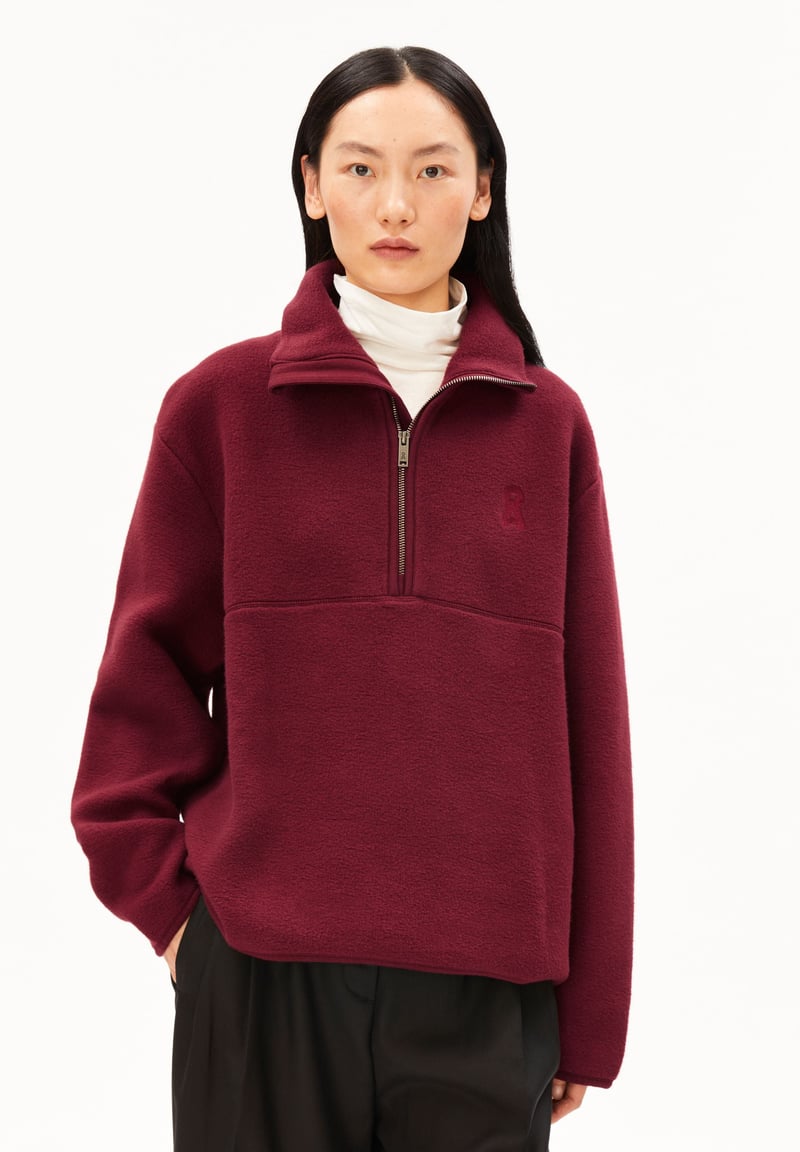 HAARLEENAA COTTON FLEECE SWEAT | velvet red by ARMEDANGELS, 100% Cotton