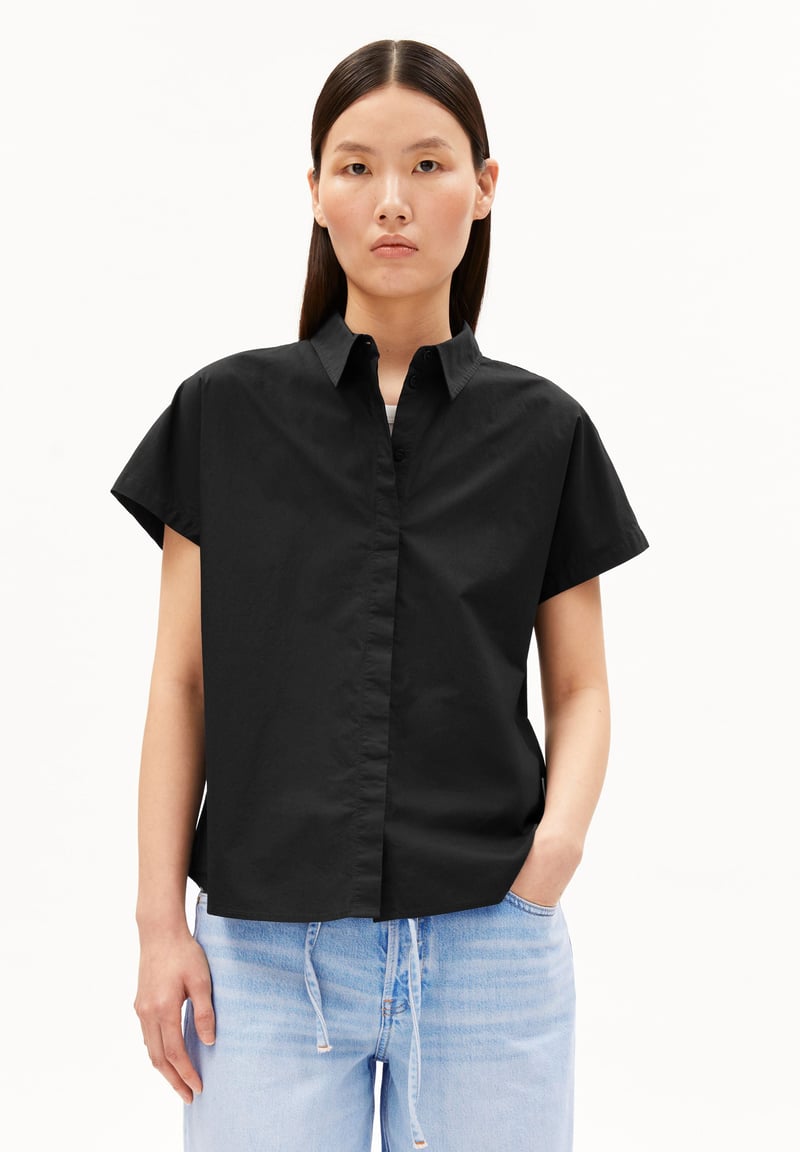 POPLIN LARISAANA BLOUSE | black by ARMEDANGELS, 100% Cotton