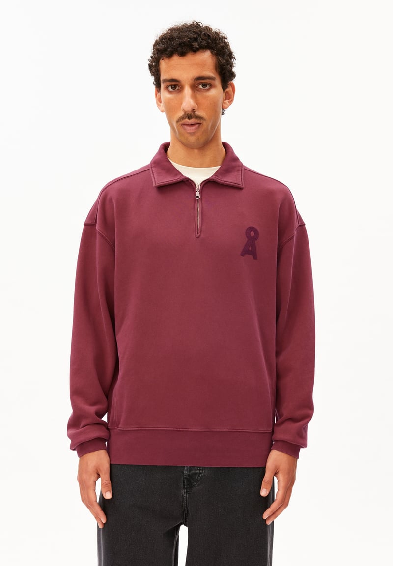 ICONIC Å GMT DYE ZIP TROYER | velvet red washed by ARMEDANGELS, 100% Cotton
