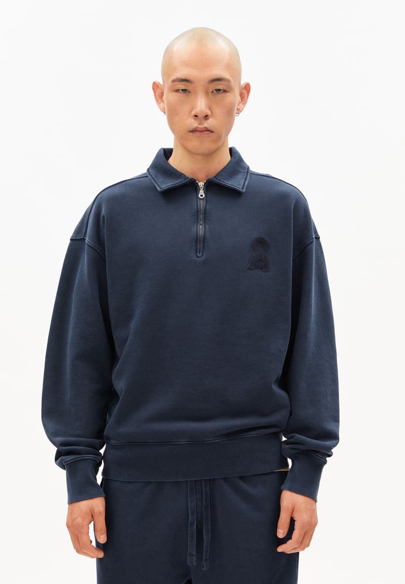 ICONIC Å GMT DYE ZIP TROYER | night sky washed by ARMEDANGELS, 100% Cotton
