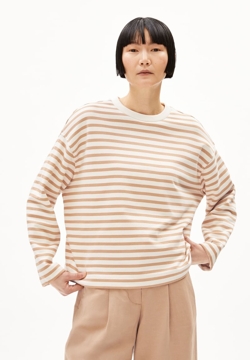 FRANKAA MAARLEN STRIPE SWEAT | undyed-beige blond by ARMEDANGELS, 100% Cotton