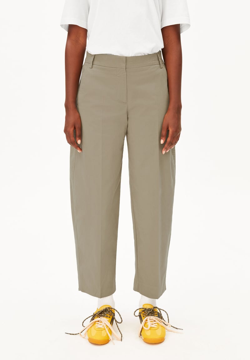 BARREL LEG TWILL PANT | light sage by ARMEDANGELS, 98% Cotton, 2% Elastane