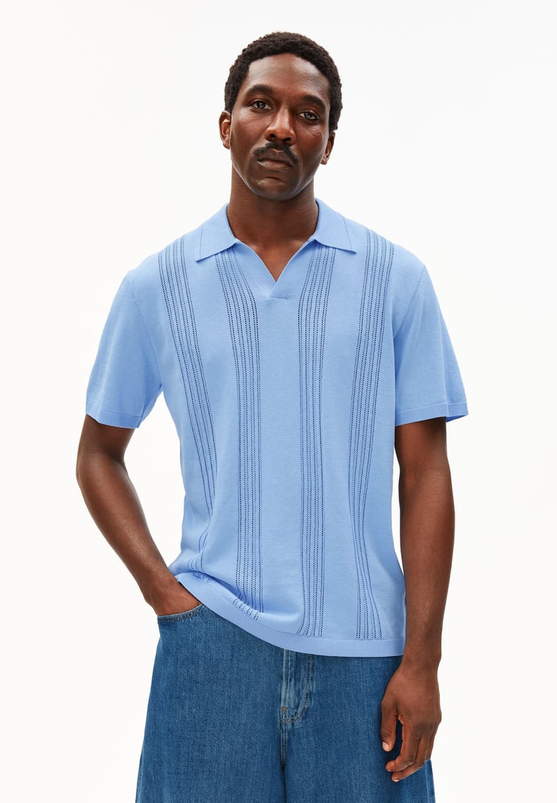 COTTON KNIT POLOSHIRT | wedgwood by ARMEDANGELS, 100% Cotton