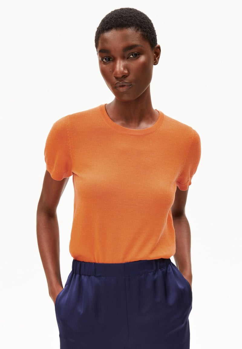 GUILIAA MERINO KNIT T-SHIRT | amberglow by ARMEDANGELS, 100% Wool