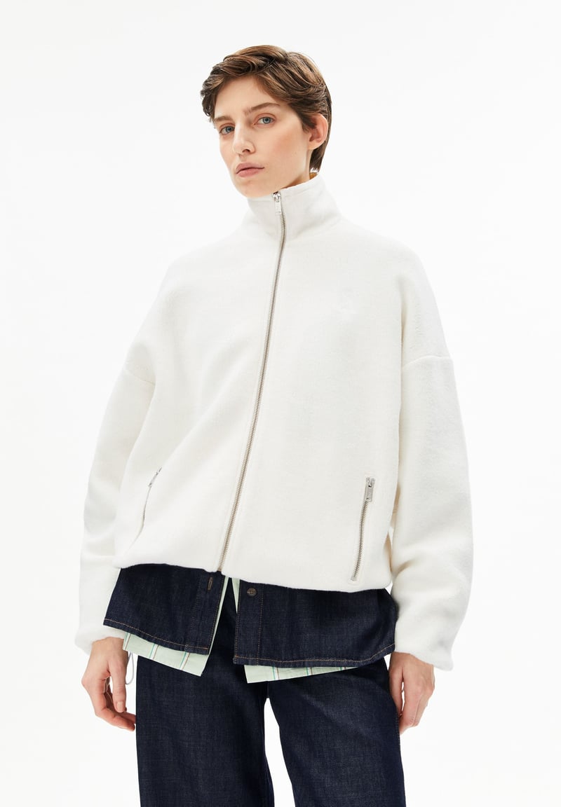 COTTON FLEECE JACKET | oatmilk by ARMEDANGELS, 100% Cotton