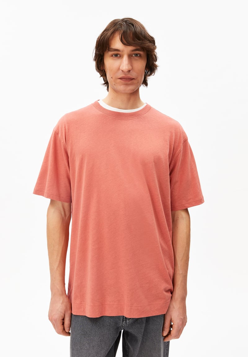 MAARKOS LINEN BLEND T-SHIRT | tabasco red by ARMEDANGELS, 70% Cotton, 30% Linen