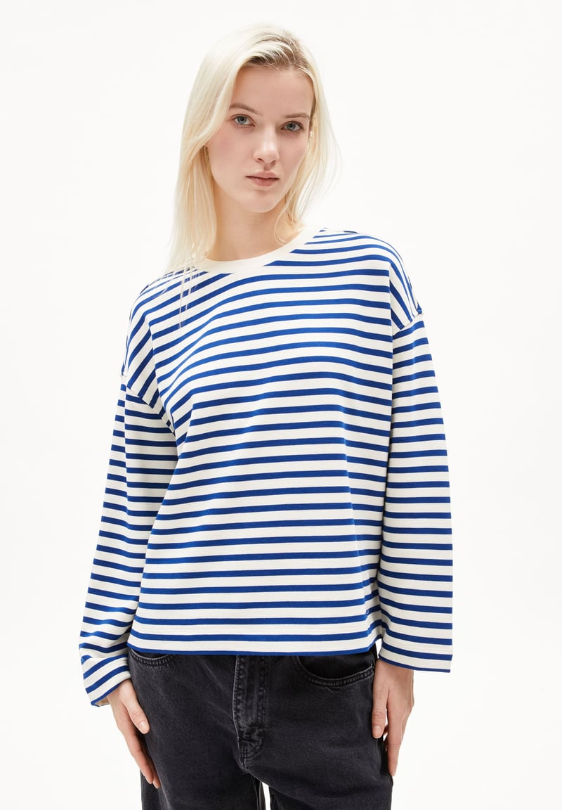 FRANKAA MAARLEN STRIPE SWEAT | undyed-lapis blue by ARMEDANGELS, 100% Cotton