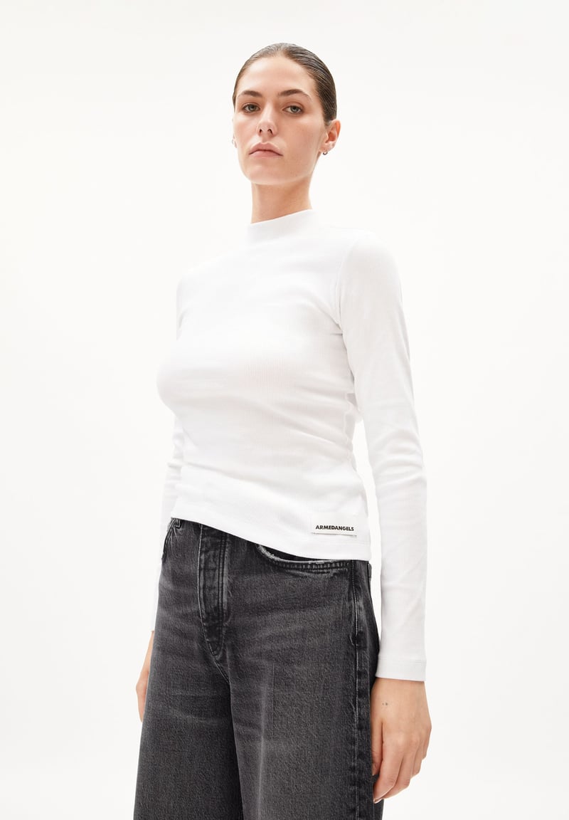 FATIMAARA LONGSLEEVE | white by ARMEDANGELS, 97% Cotton, 3% Elastane